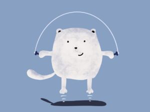 cat, rope, skipping